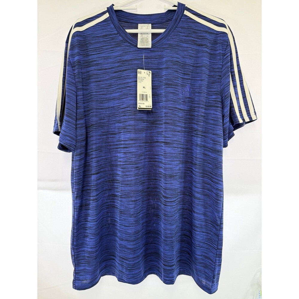 Adidas 3-Stripe MEN’S Athletic T-shirt Blue Heather NWT Size XL